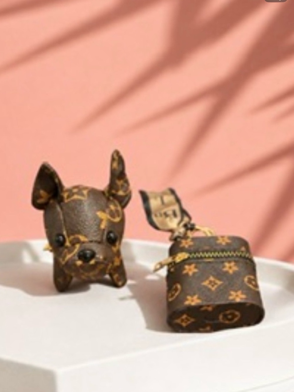 Brown Monogram Dog Charm with Key Pouch - Picture 2 of 4